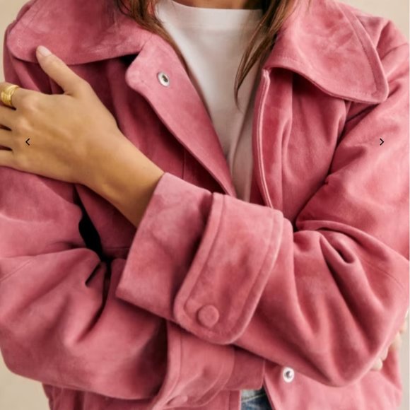 SOLD // Sézane NWT Nelson Jacket in Rosewood Suede Size 40/US 8 - Picture 2 of 7